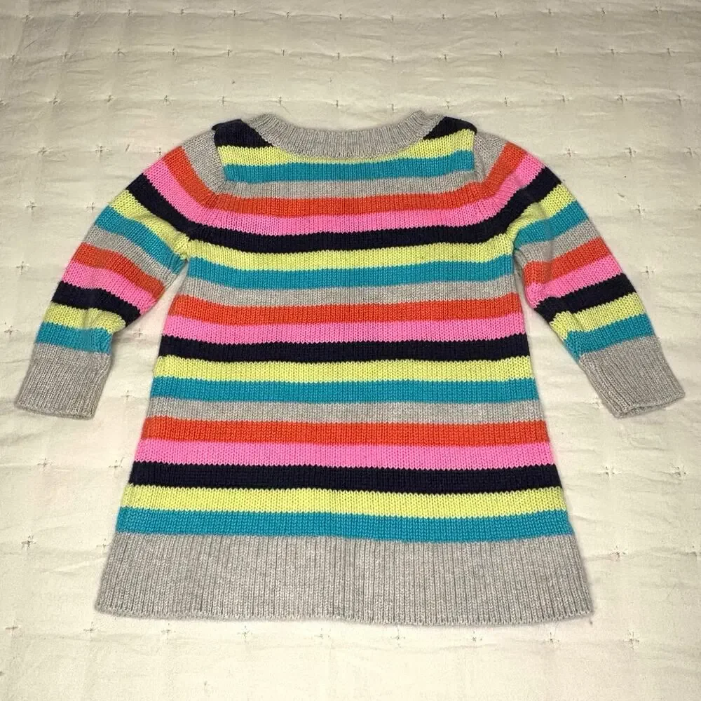 Carter's Striped Sweater Dress Baby Girl 12M Bright Multicolor A-Line Knit